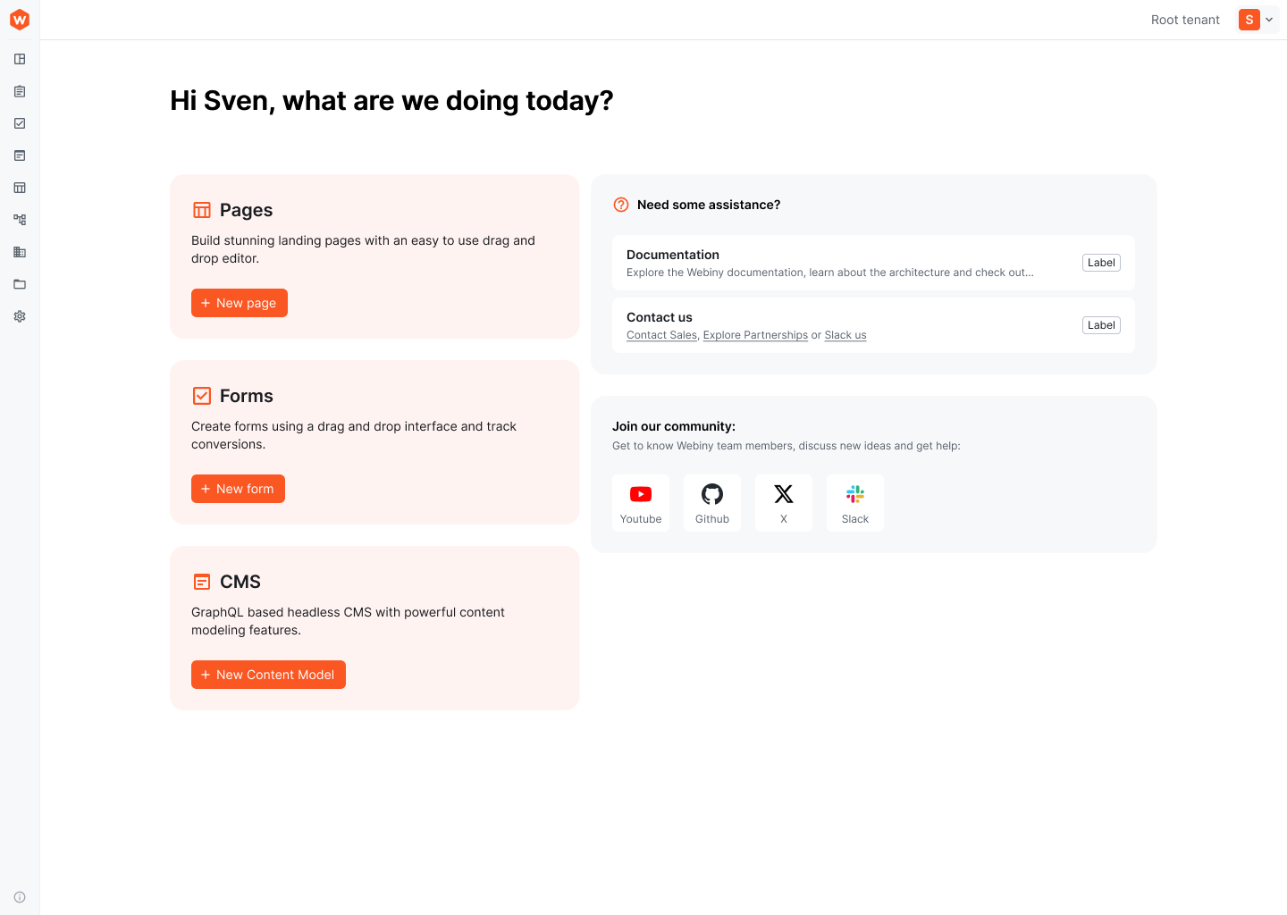 Webiny Admin - Dashboard
