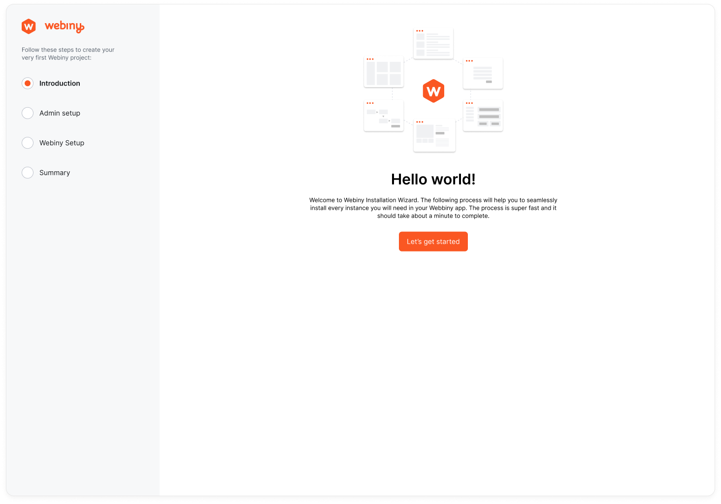 Webiny Admin - Installation wizard