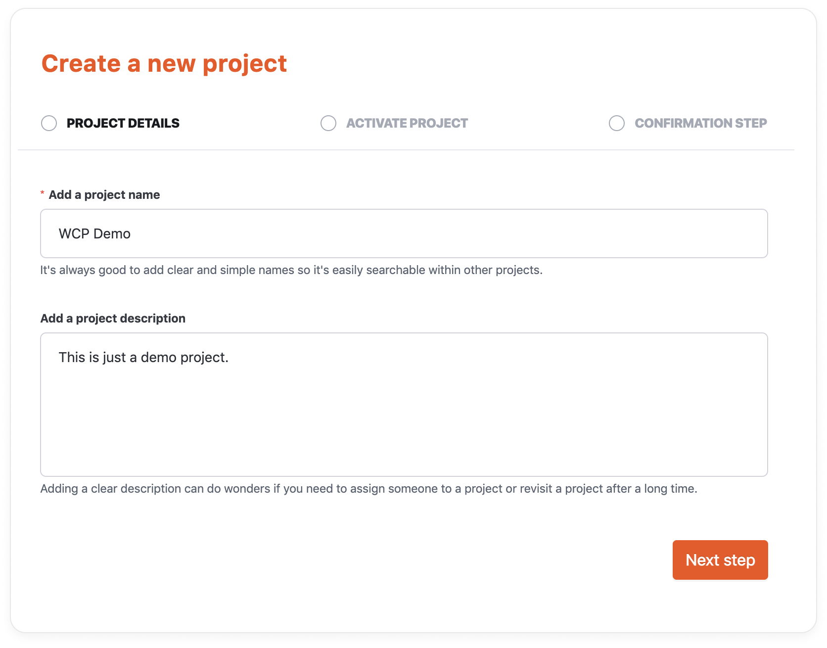 WCP - Create a Project