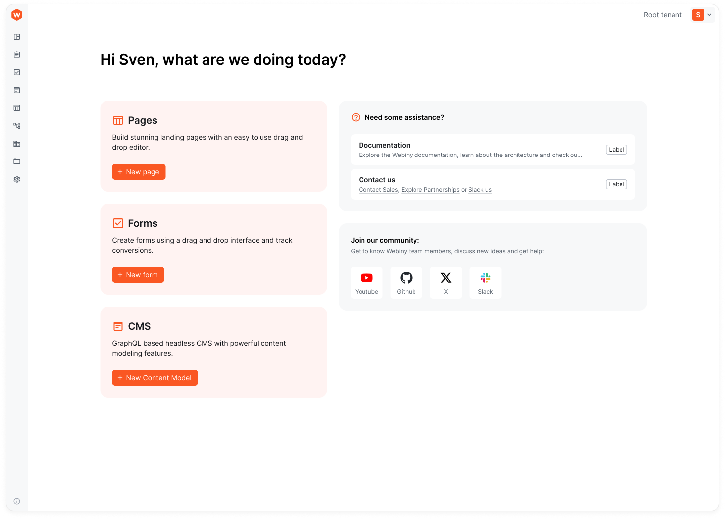 Webiny Admin - Dashboard